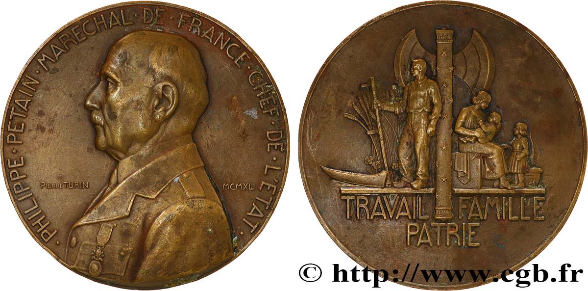 ÉTAT FRANÇAIS Médaille, Maréchal Pétain TTB