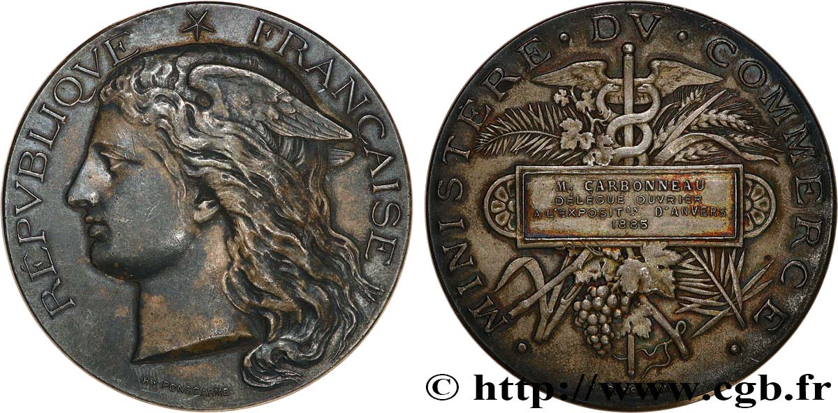 TERZA REPUBBLICA FRANCESE Médaille, Exposition d’Anvers BB
