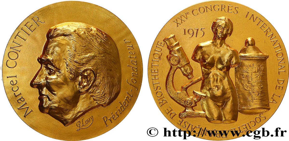 FUNFTE FRANZOSISCHE REPUBLIK Médaille, Marcel Contier, XXVe congrès international de la société française de bioesthétique VZ+