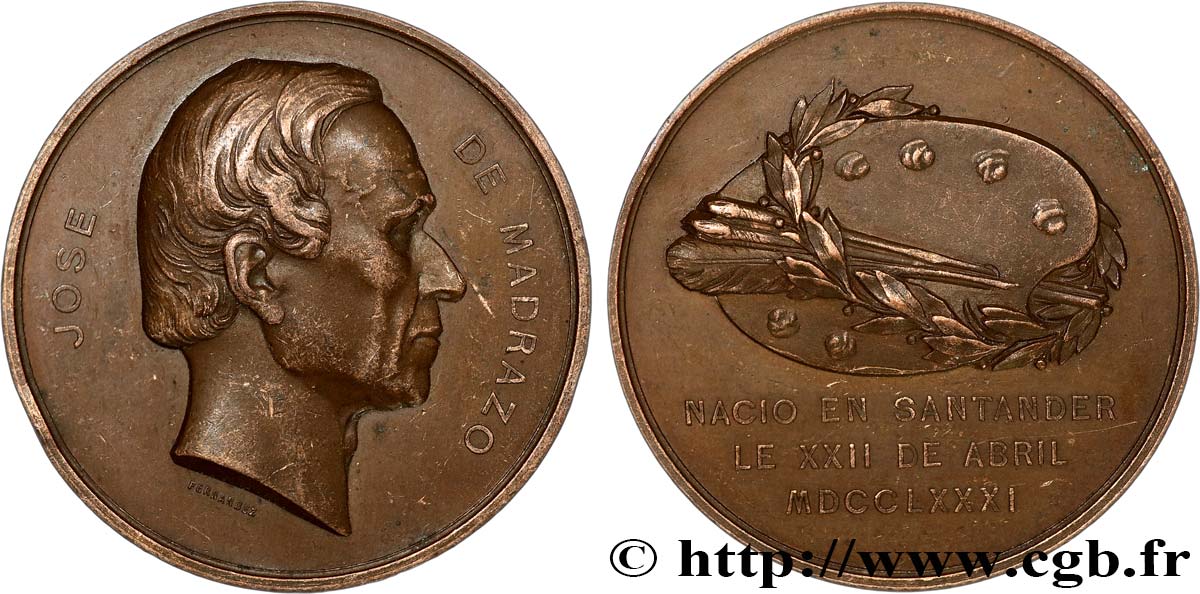 ARTISTES : GRAVEURS, PEINTRES, SCULPTEURS Médaille, José de Madrazo y Agudo TTB
