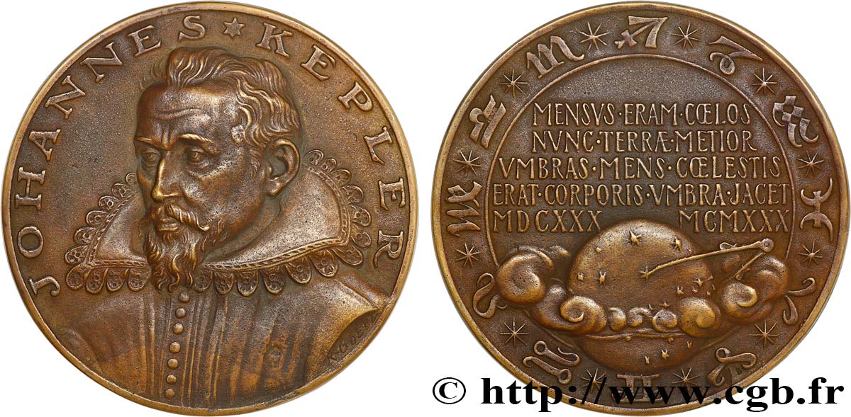 SCIENCES & SCIENTIFIQUES Médaille, Johannes Kepler, 300 ans de sa mort VZ
