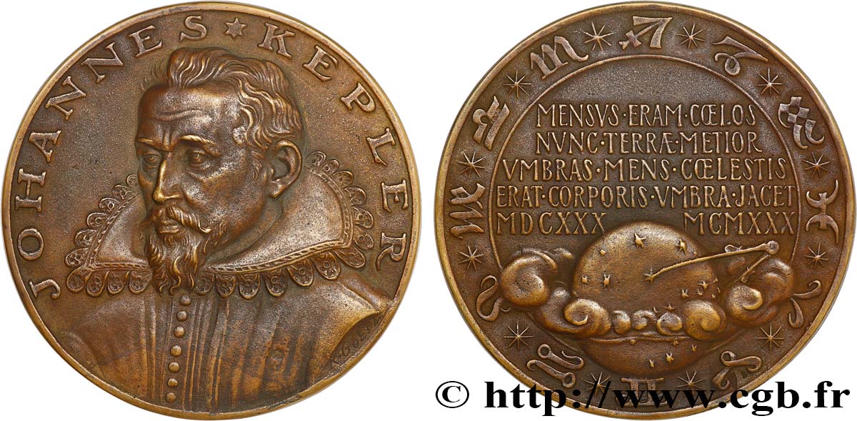 SCIENCE & SCIENTIFIC Médaille, Johannes Kepler, 300 ans de sa mort AU