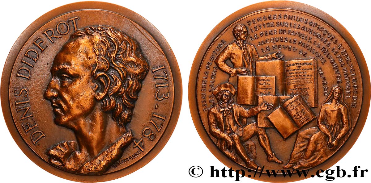 LITERATURE : WRITERS - POETS Médaille Denis Diderot, n°9 EBC