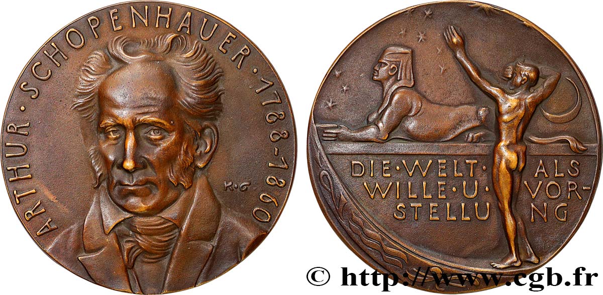 LITERATURE : WRITERS - POETS Médaille, Arthur Schopenhauer EBC