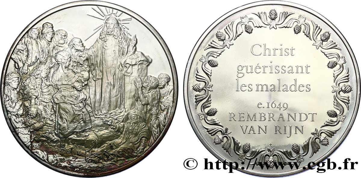 THE 100 GREATEST MASTERPIECES Médaille, Le Christ guérissant les malades de Van Rijn SPL