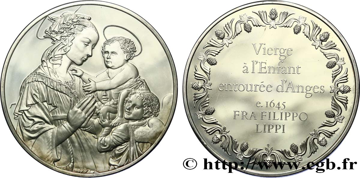 THE 100 GREATEST MASTERPIECES Médaille, Vierge à l’enfant entourée d’anges par Lippi SPL