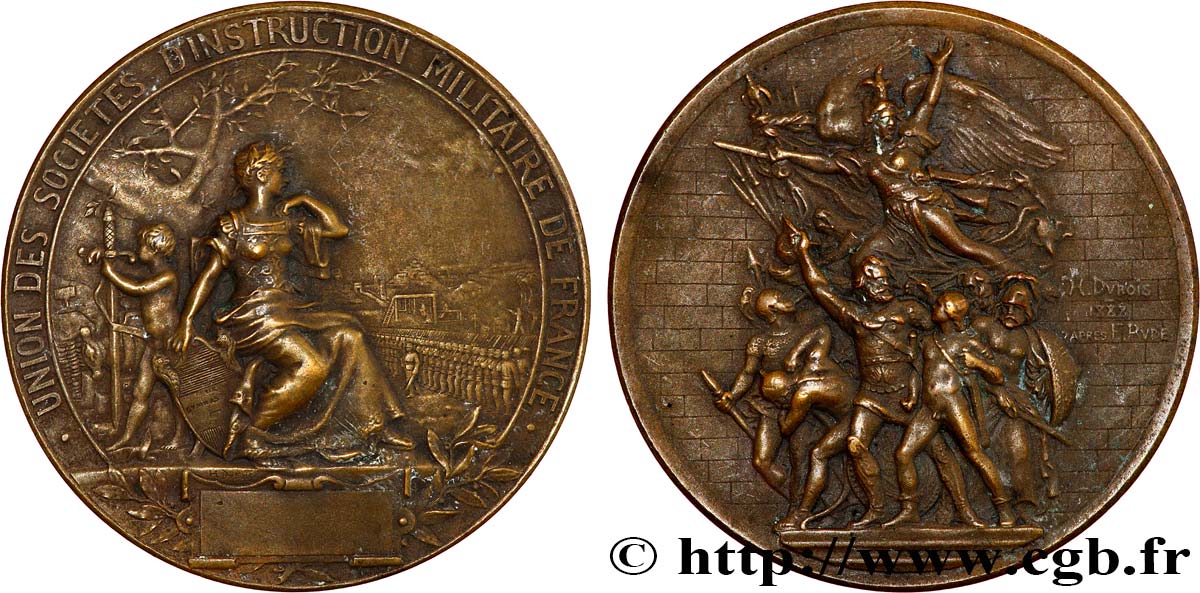 III REPUBLIC Médaille, Union des sociétés d’instruction militaire XF