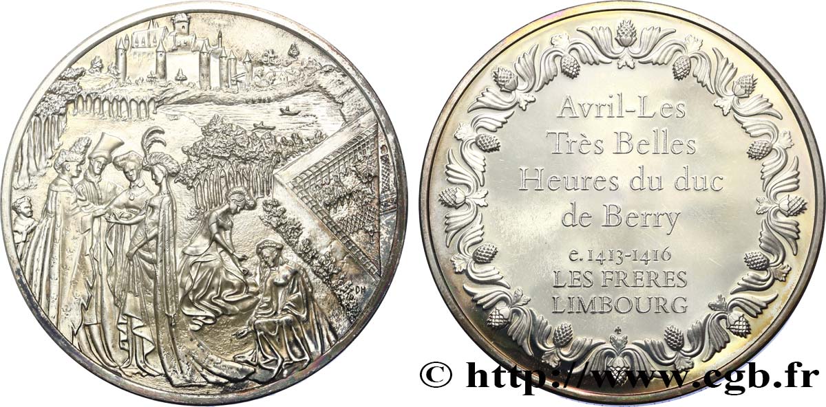 LES 100 PLUS GRANDS CHEFS-D OEUVRE Médaille, Avril - Les Très Riches Heures du duc de Berry par les frères Limbourg SUP