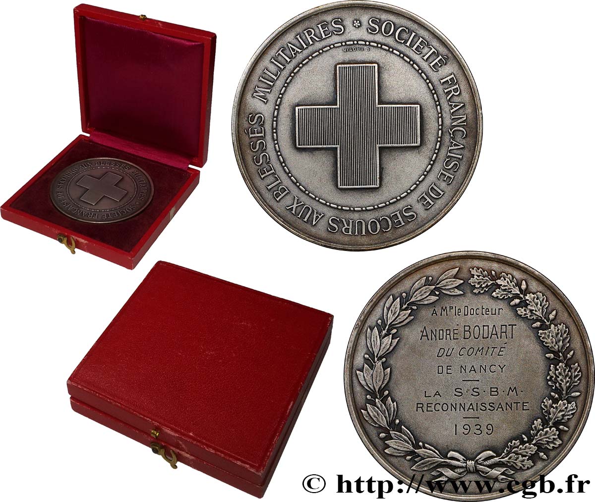 TROISIÈME RÉPUBLIQUE Médaille de récompense, Société de secours aux blessés militaires SUP