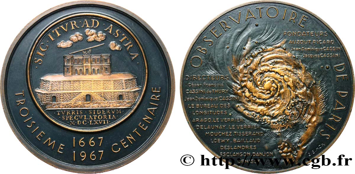 CINQUIÈME RÉPUBLIQUE Médaille, Tri-centenaire de l’Observatoire de Paris SUP