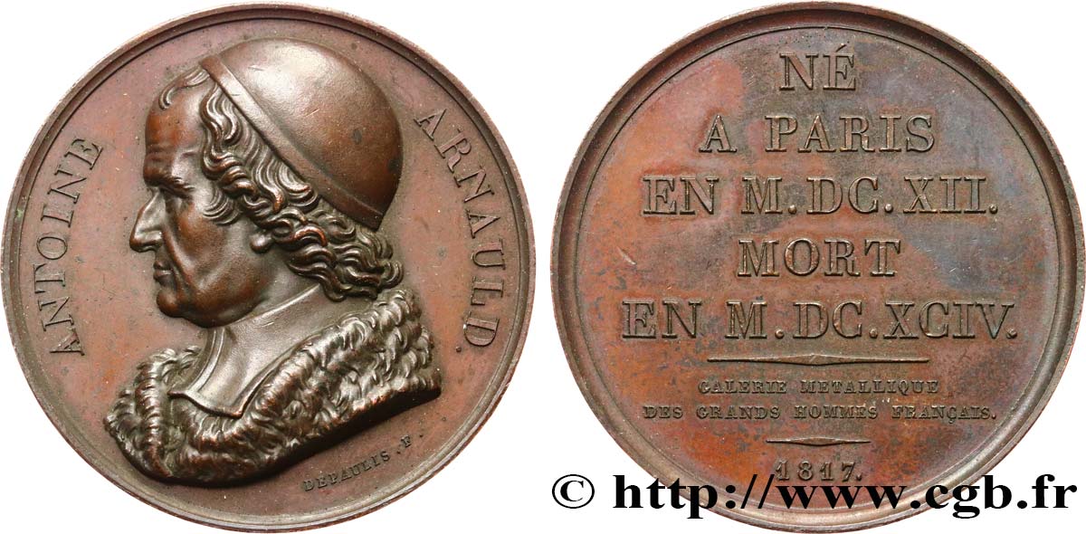 GALERIE MÉTALLIQUE DES GRANDS HOMMES FRANÇAIS Médaille, Antoine Arnauld AU