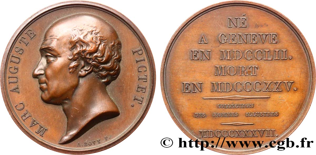 METALLIC GALLERY OF THE GREAT MEN FRENCH Médaille, Marc Auguste Pictet AU