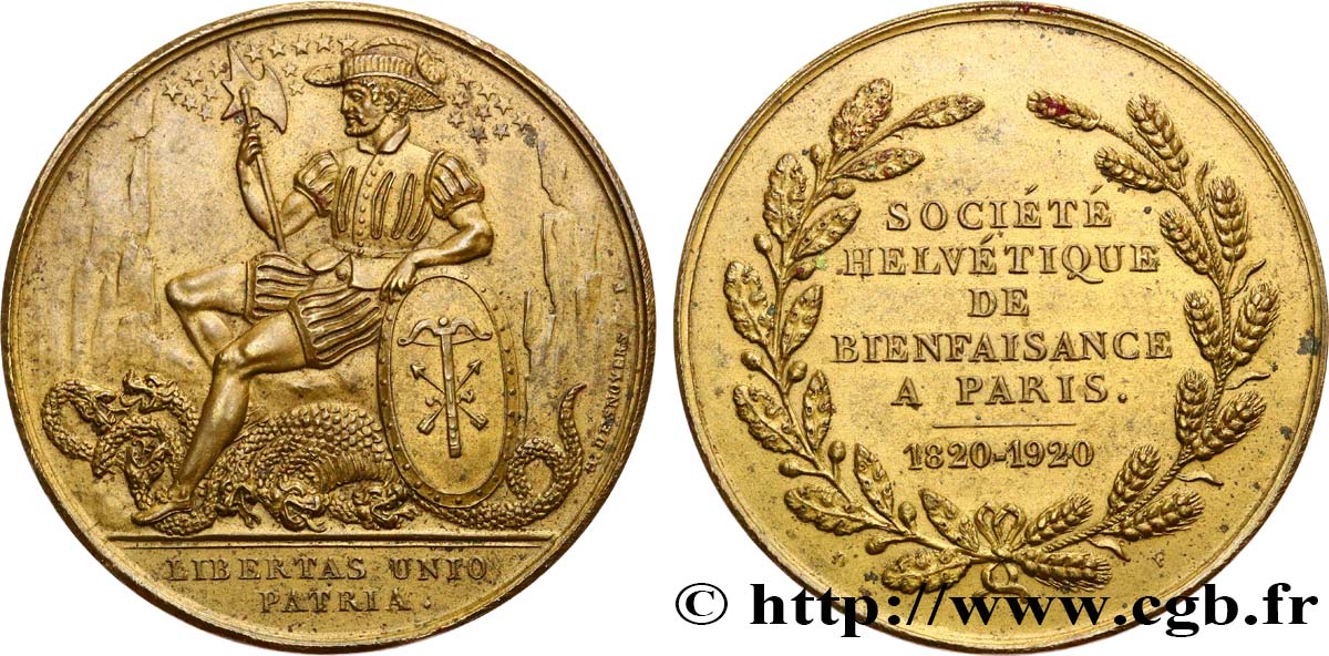 SUISSE Médaille, Centenaire de la Société helvétique de bienfaisance TTB+