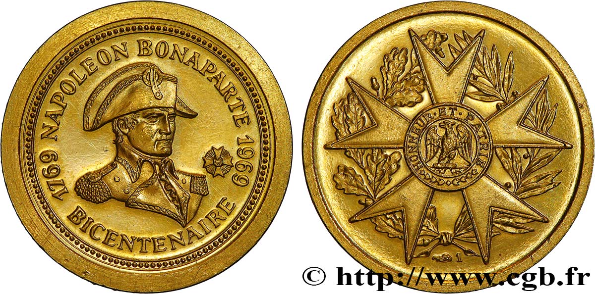 CINQUIÈME RÉPUBLIQUE Médaille, Bicentenaire de la naissance de Napoléon Ier SUP