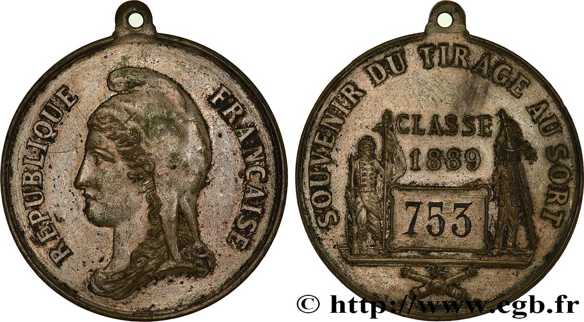 III REPUBLIC Médaille, Souvenir du tirage au sort XF