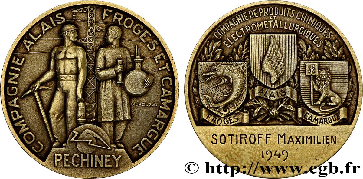 COMPANIES, INDUSTRIES AND MISCELLANEOUS TRADES Médaille de récompense, Pechiney AU