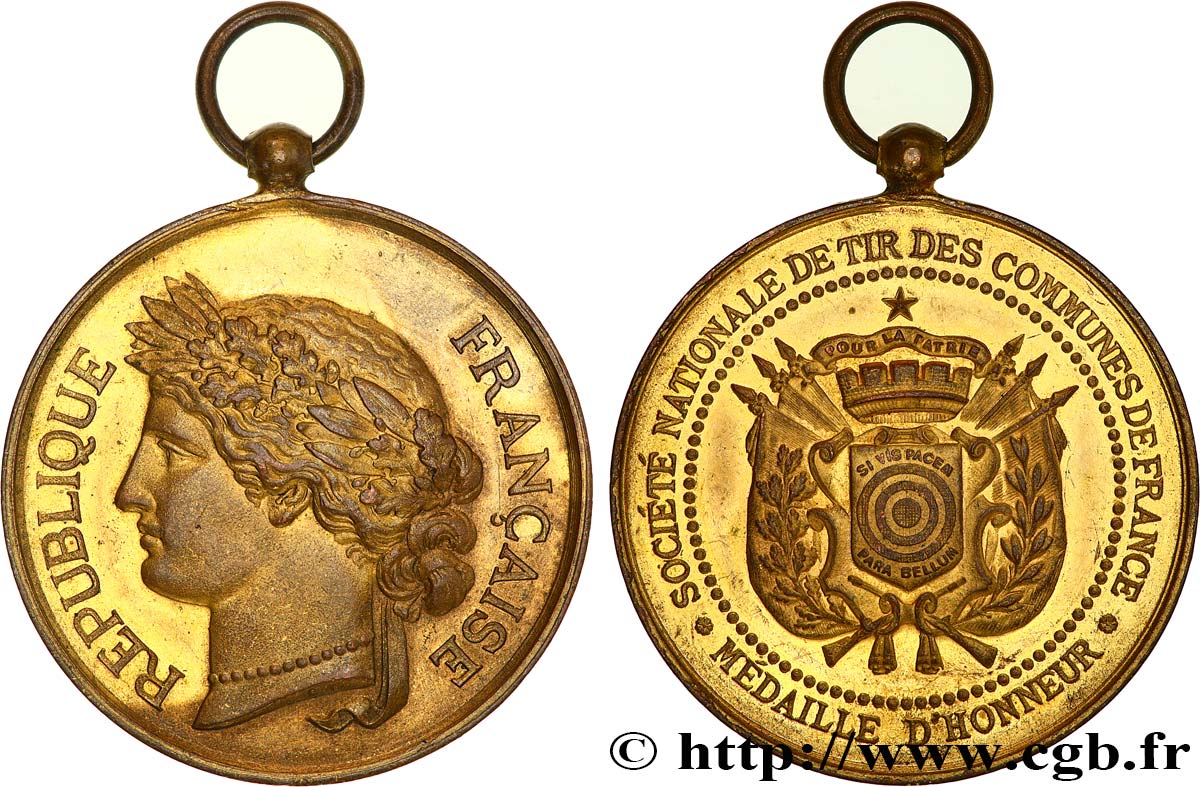 SHOOTING AND ARQUEBUSE Médaille d’honneur, Société Nationale du Tir des communes de France XF/AU