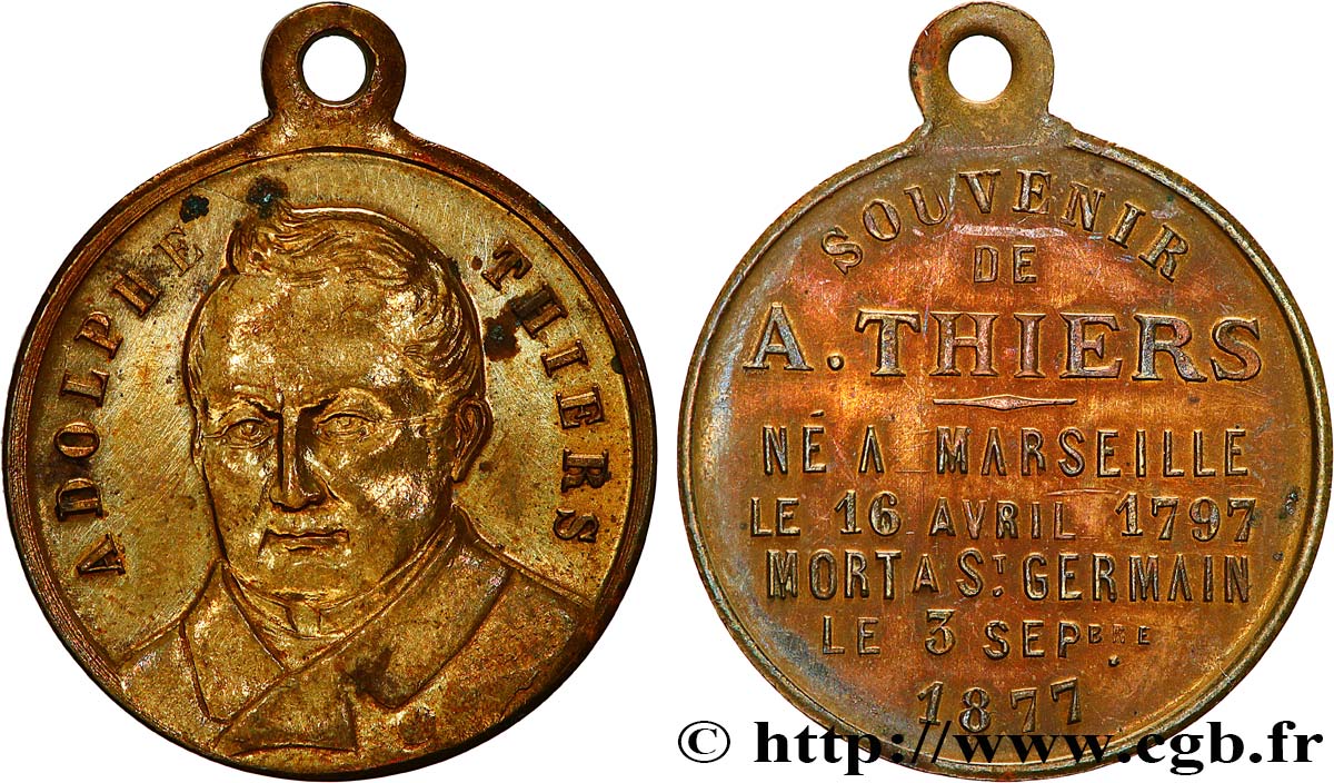 III REPUBLIC Médaillette, Adolphe Thiers XF