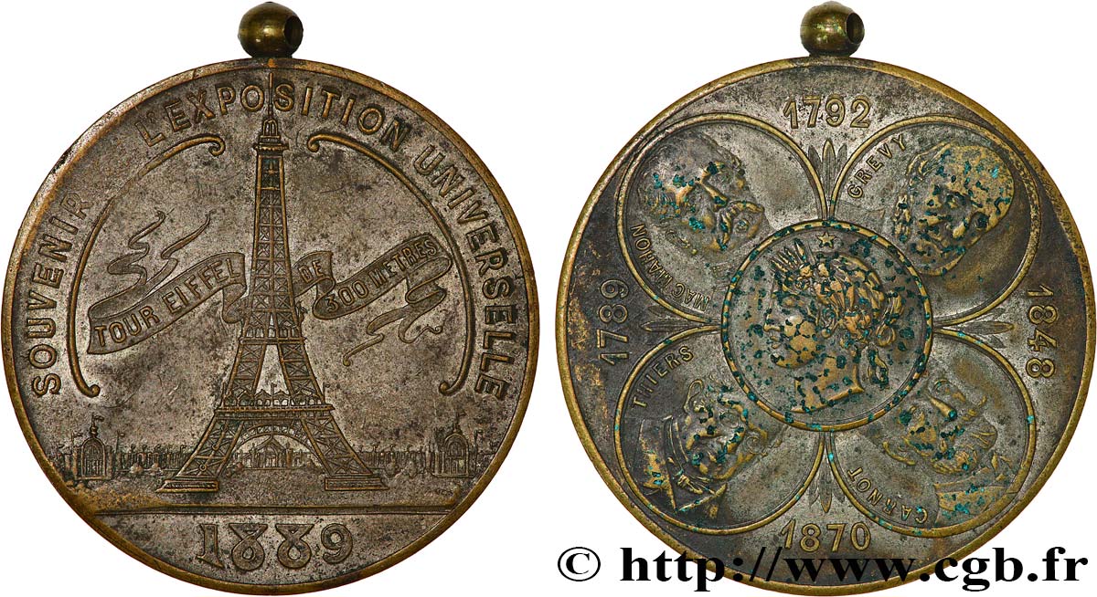 III REPUBLIC Médaille, Souvenir de l’exposition universelle XF