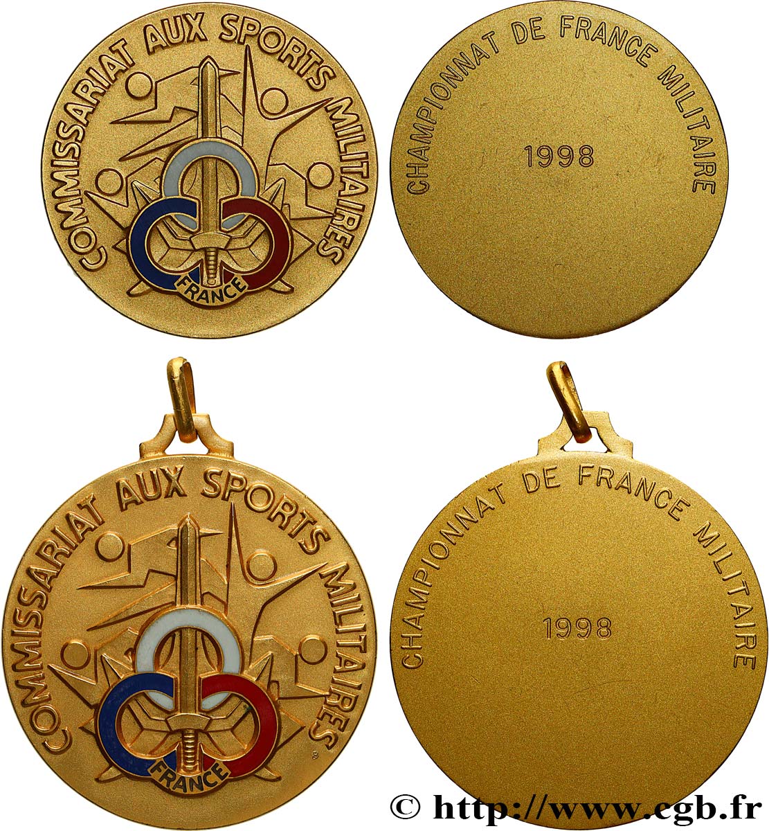 SHOOTING AND ARQUEBUSE Médaille, Commissariat aux sports militaires, Lot de 2 exemplaires AU