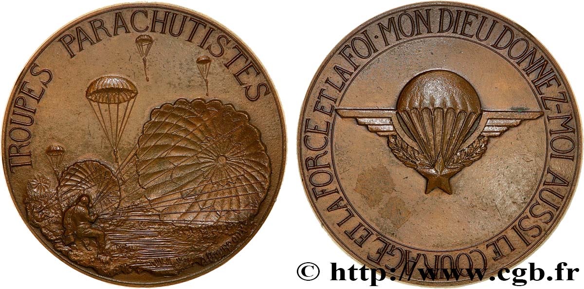 QUINTA REPUBLICA FRANCESA Médaille, Troupes parachutistes EBC