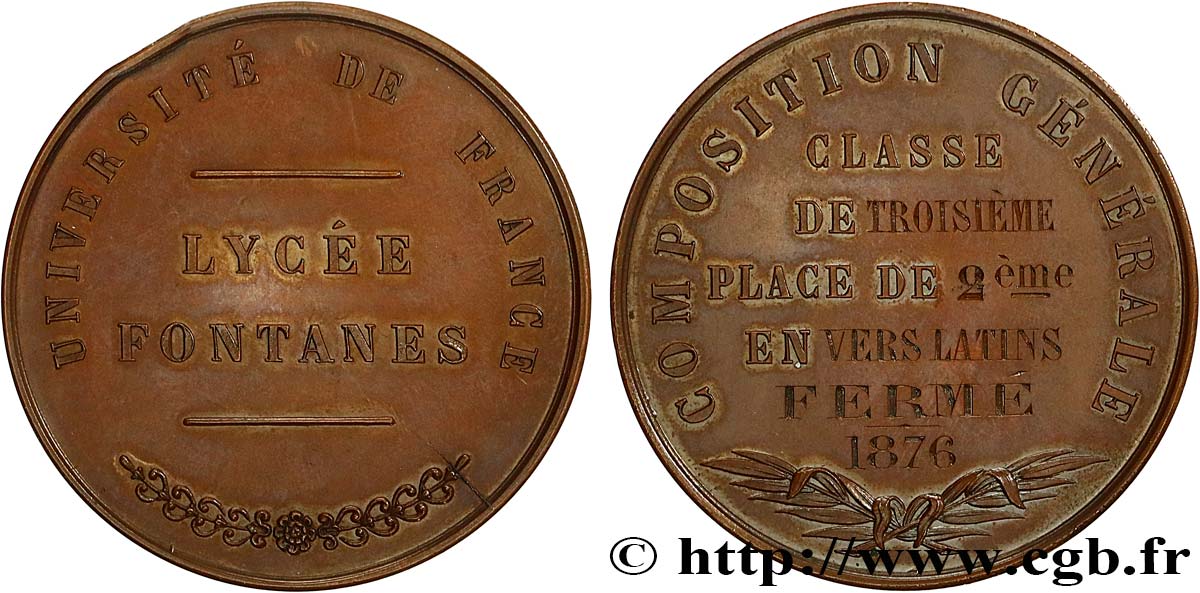 TROISIÈME RÉPUBLIQUE Médaille, Lycée Fontanes, Université de France SUP+/SPL