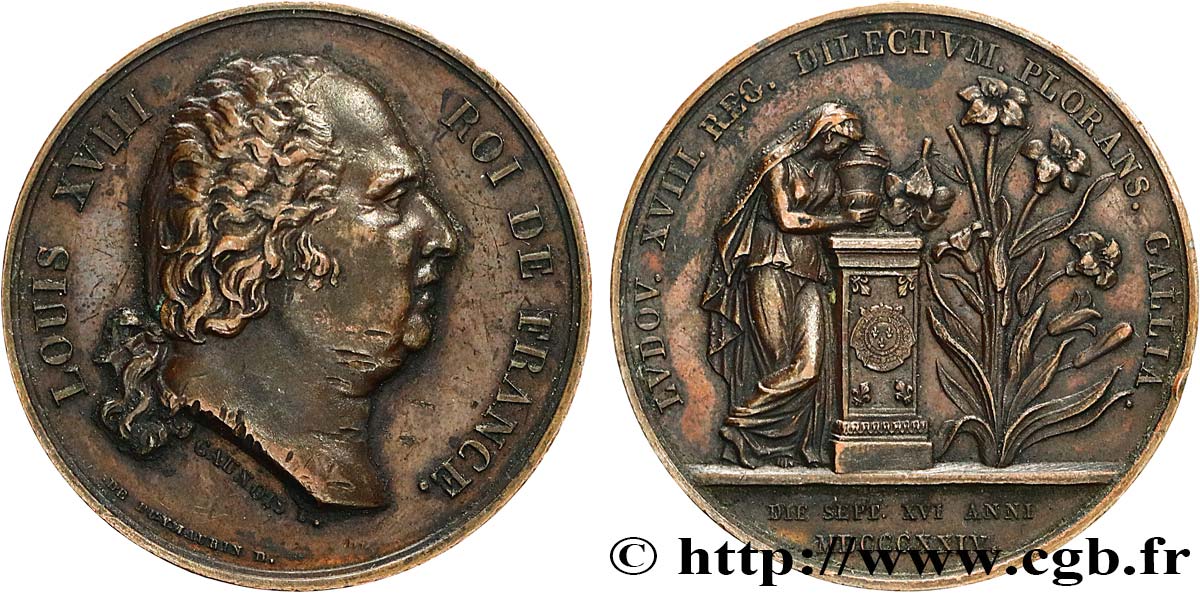 LOUIS XVIII Médaille, Mort de Louis XVIII TTB