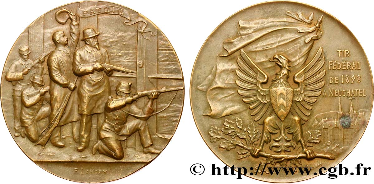 SUISSE - CONFÉDÉRATION HELVÉTIQUE Médaille, Patrie, Tir fédéral de Neuchâtel SUP