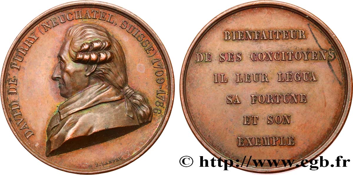 SVIZZERA  Médaille, David de Purry, bienfaiteur BB