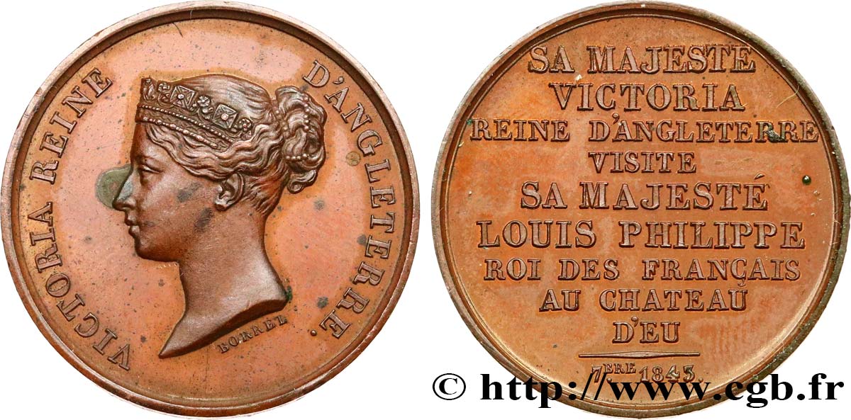 LOUIS-PHILIPPE Ier Médaille de visite de Victoria à Louis Philippe TTB+