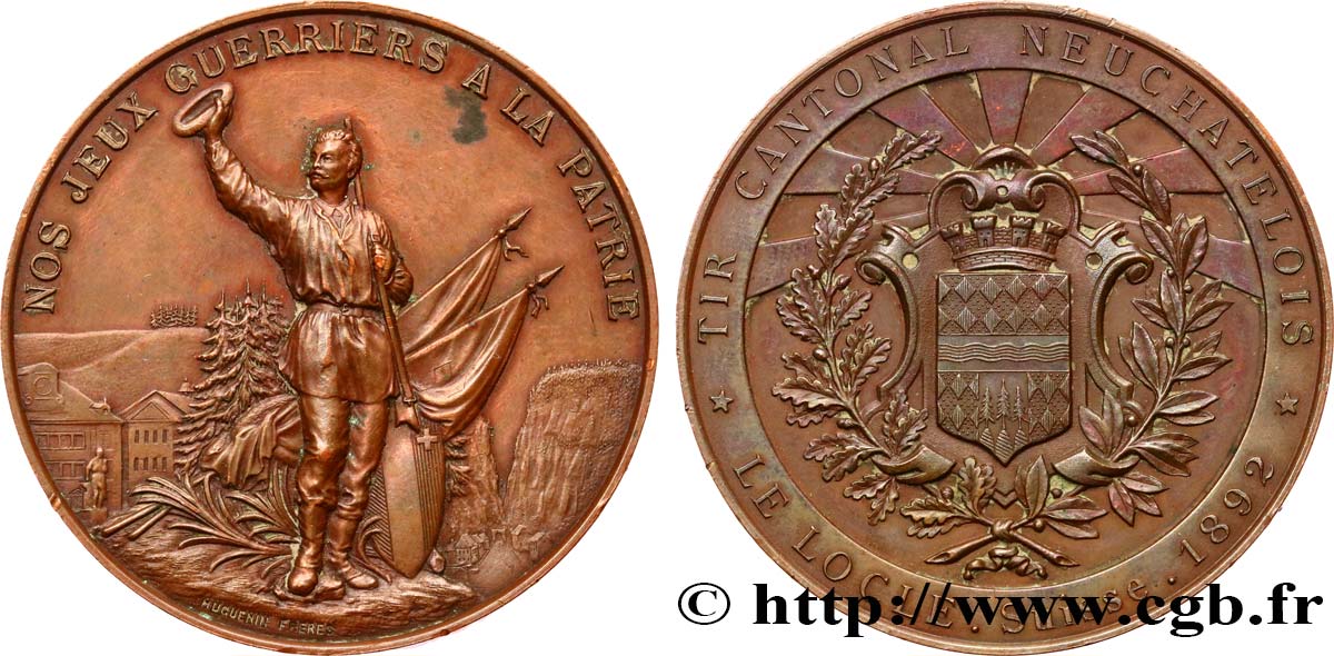 SCHWEIZ Médaille, Tir cantonal de Neuchatel fVZ