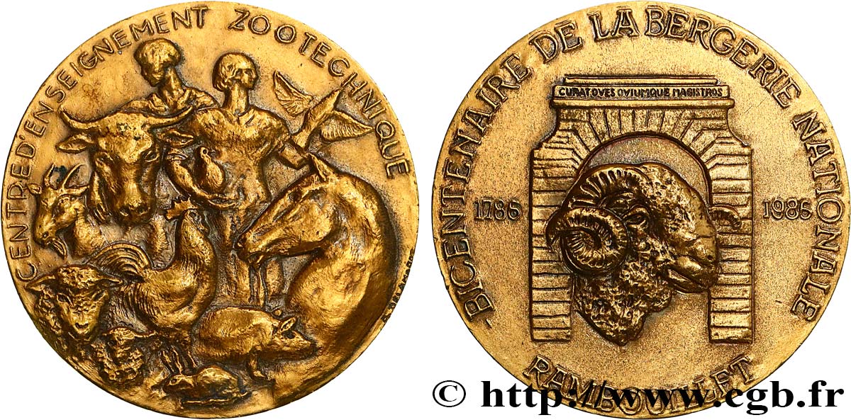 QUINTA REPUBLICA FRANCESA Médaille, Bicentenaire de la bergerie nationale EBC