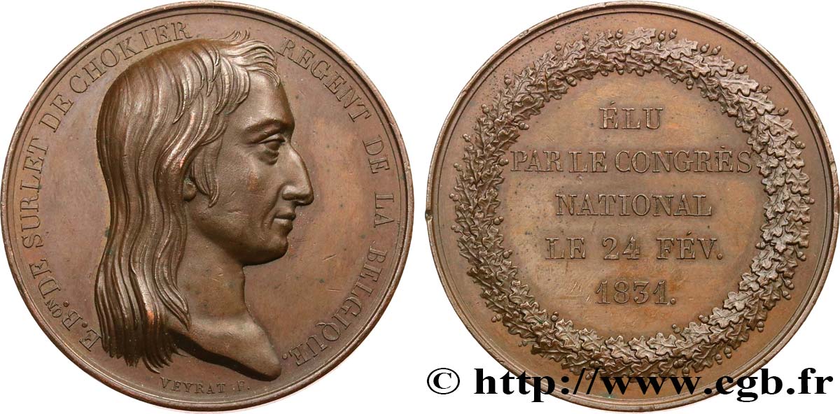 BELGIQUE - ROYAUME DE BELGIQUE - LÉOPOLD Ier Médaille, Baron Surlet de Chokier MBC+