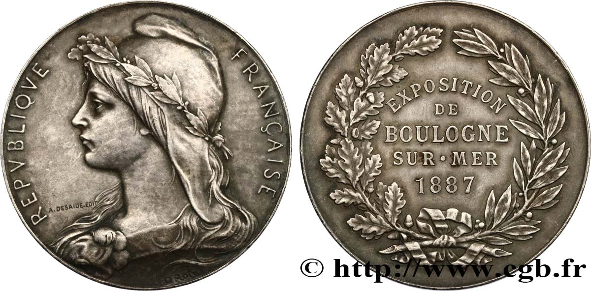 III REPUBLIC Médaille, Exposition de Boulogne-sur-Mer AU