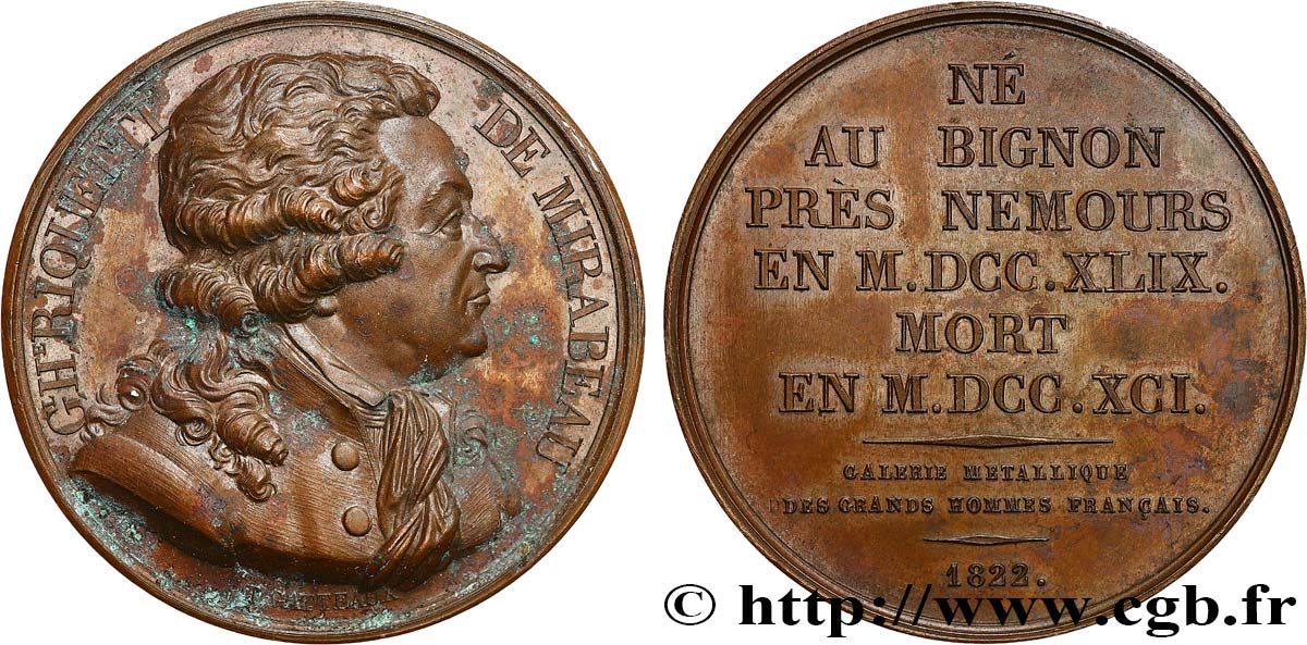 GALERIE MÉTALLIQUE DES GRANDS HOMMES FRANÇAIS Médaille, Honoré-Gabriel Riqueti de Mirabeau TTB+/SUP