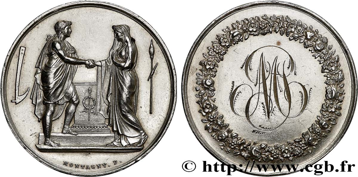 AMOUR ET MARIAGE Médaille de mariage, Couple antique XF