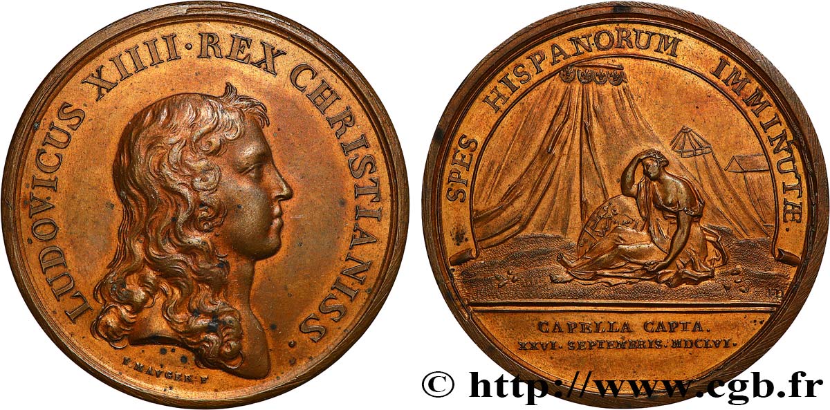 LOUIS XIV  THE SUN KING  Médaille, Prise de la Capelle, refrappe fVZ