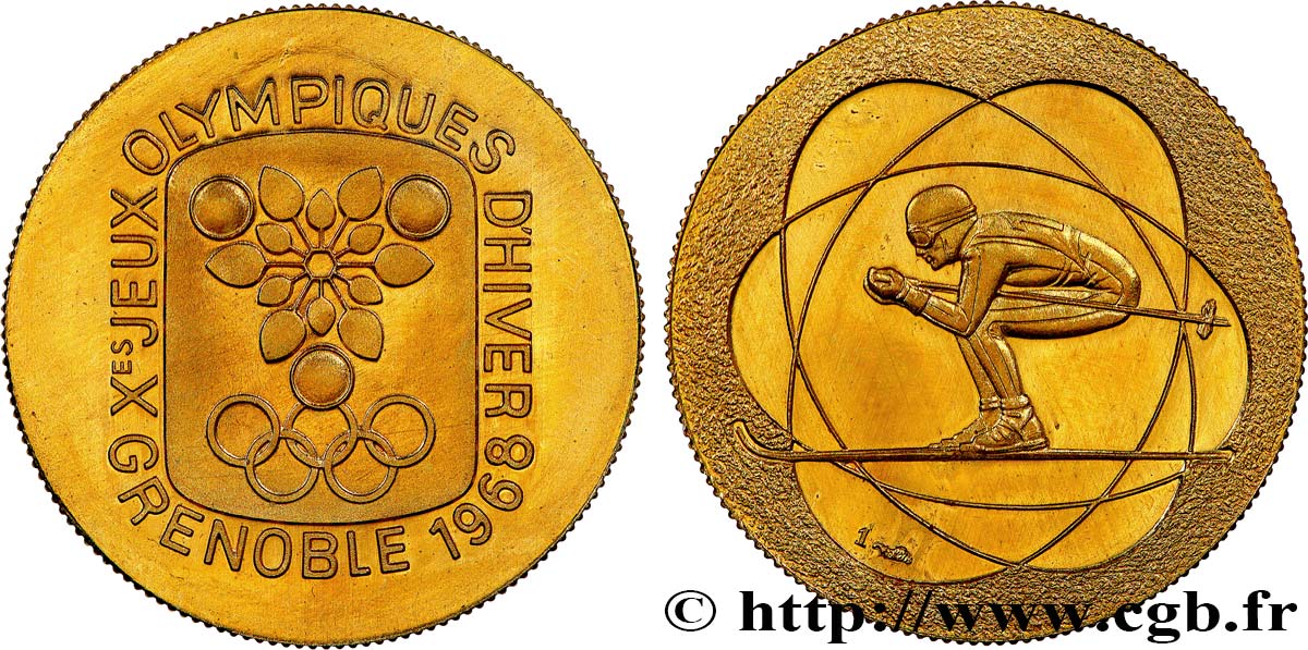 V REPUBLIC Médaille, Xes Jeux Olympiques d’Hiver de Grenoble AU