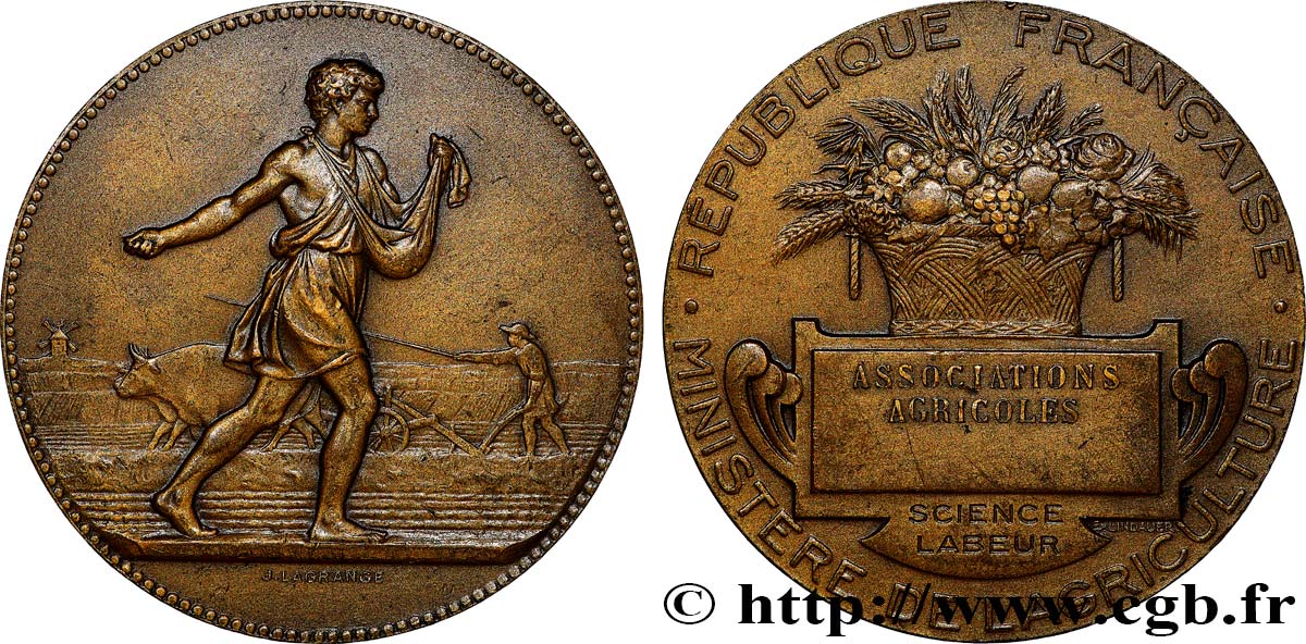TERZA REPUBBLICA FRANCESE Médaille de récompense, Associations agricoles BB