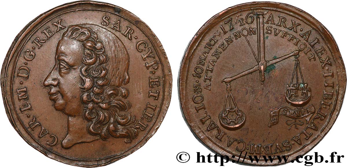 ITALY - KINGDOM OF SARDINIA - CHARLES EMMANUEL III Médaille, Levée du Siège d’Alexandrie AU