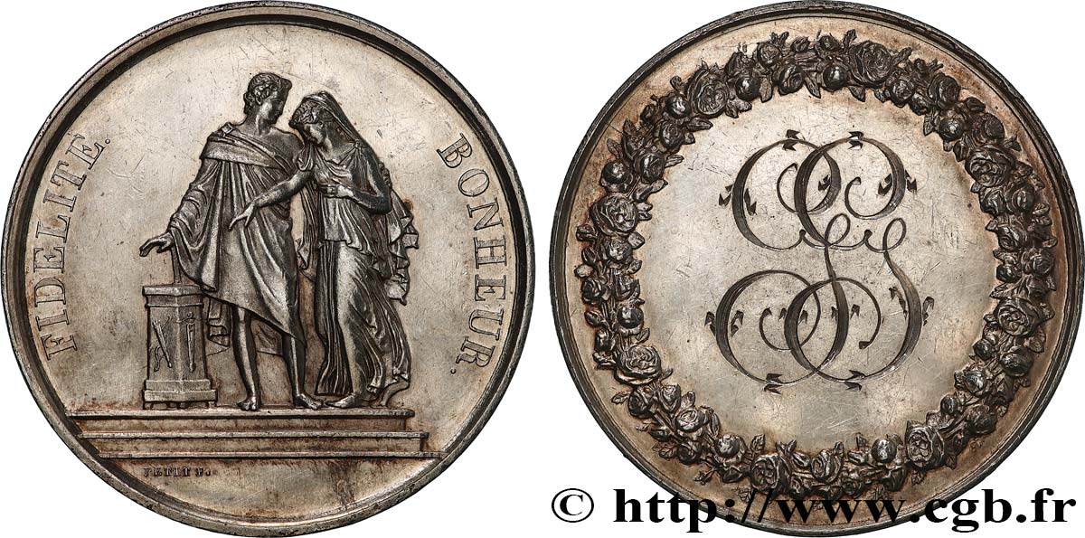AMOUR ET MARIAGE Médaille de mariage, Fidélité et Bonheur AU