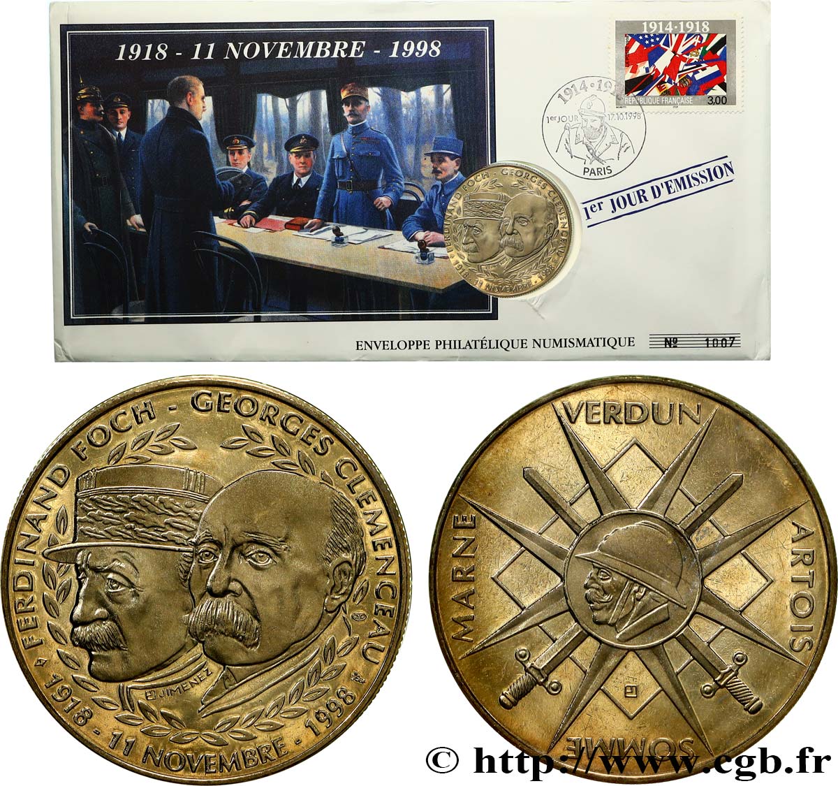 TROISIÈME RÉPUBLIQUE Enveloppe “timbre médaille”, commémoration de la première guerre FDC