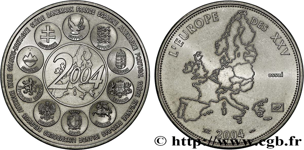 CINQUIÈME RÉPUBLIQUE Médaille, Essai, Dernière année des 12 pays de l’Euro TTB+