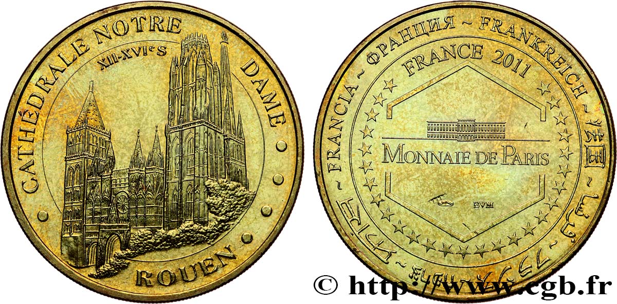 TOURISTIC MEDALS Médaille touristique, Cathédrale Notre Dame de Rouen AU