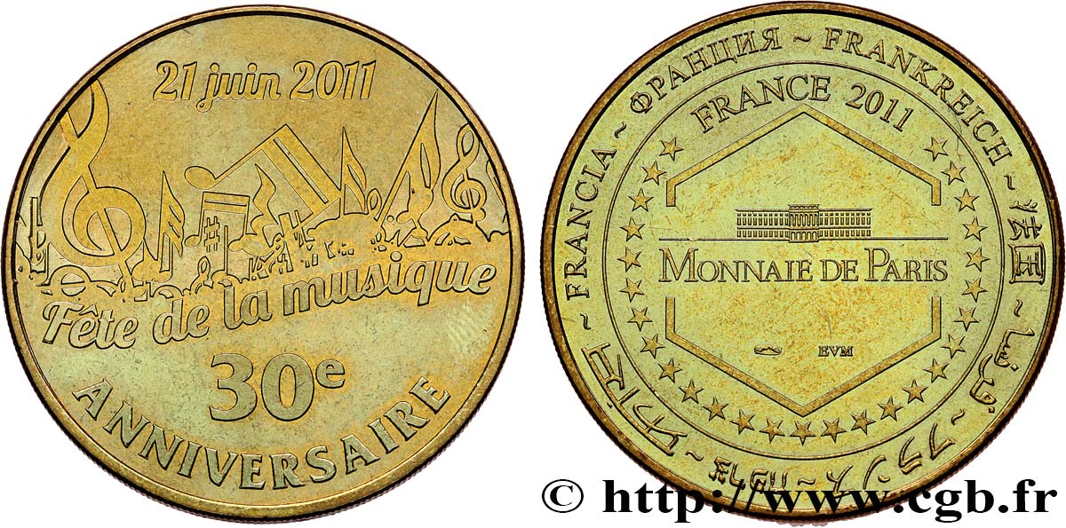 TOURISTIC MEDALS Médaille touristique, 30e anniversaire de la fête de la musique AU