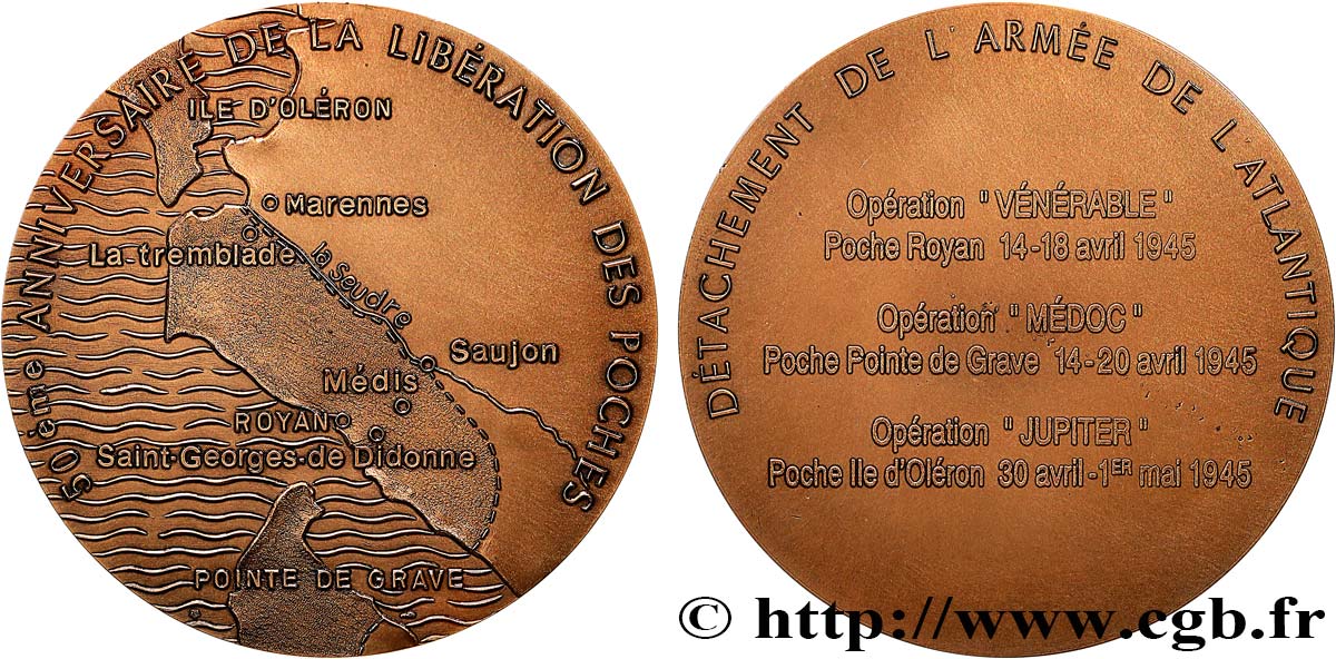 CINQUIÈME RÉPUBLIQUE Médaille, 50e anniversaire de la libération des poches SUP