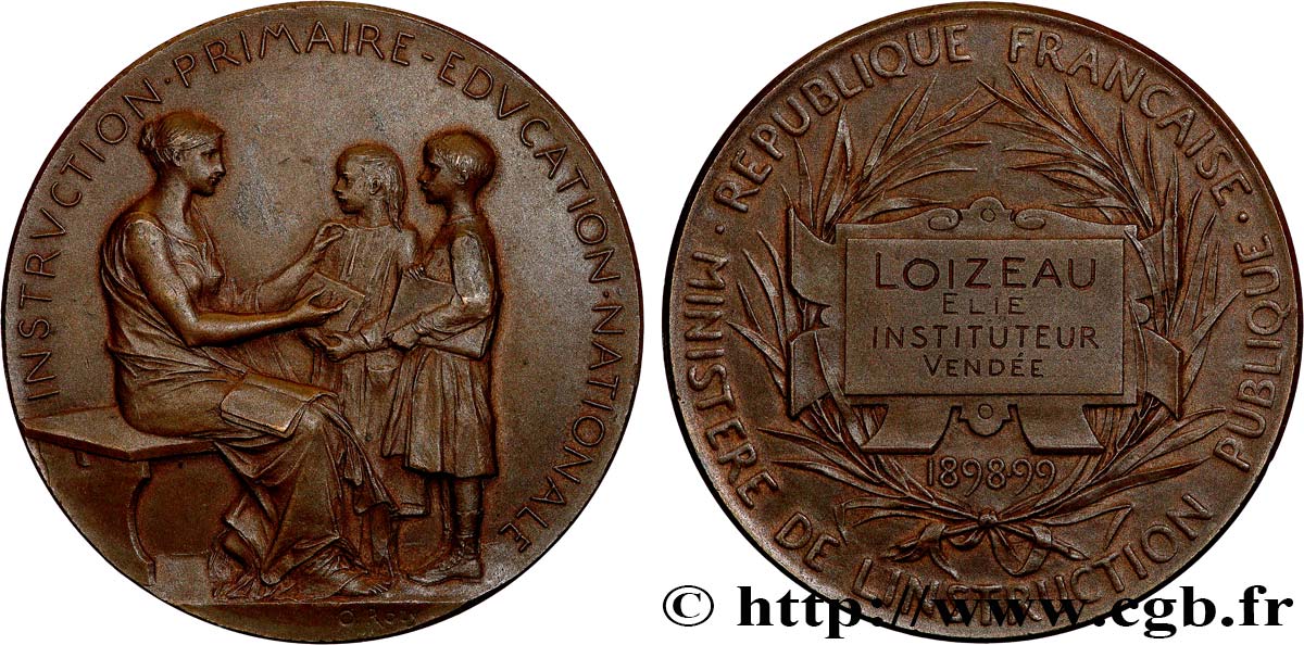 III REPUBLIC Médaille de récompense, Ministère de l’Instruction publique AU