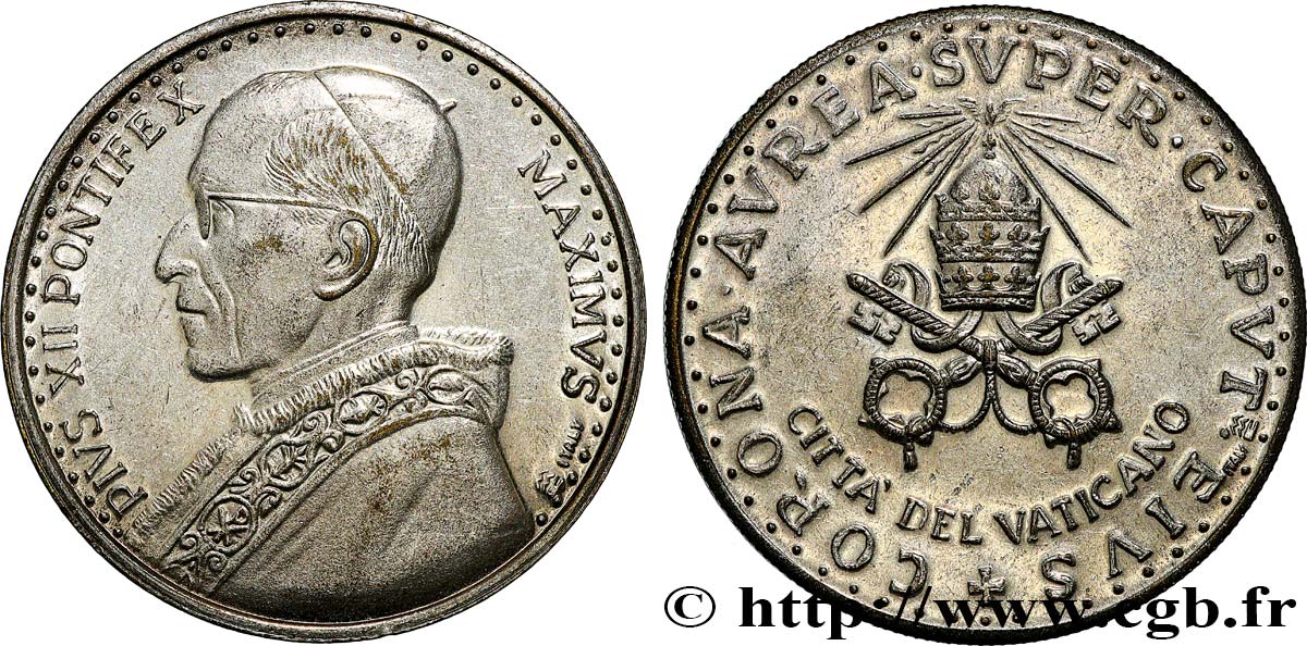 VATICAN - PIE XII (Eugenio Pacelli) Médaille, Couronnement de Pie XII TTB+