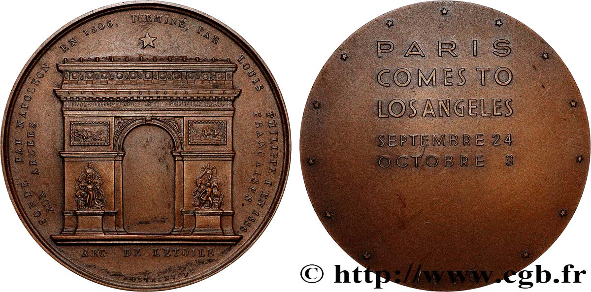 LUIGI FILIPPO I Médaille, Inauguration de l’Arc de Triomphe, Paris comes to Los Angeles SPL