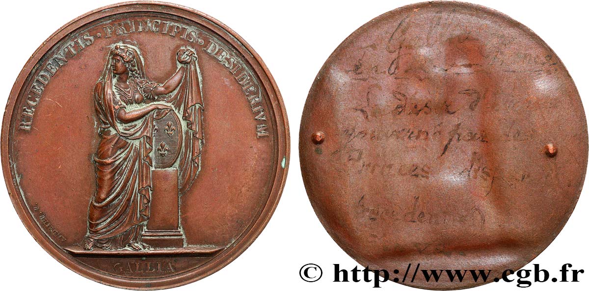 LUDWIG XVIII Médaille, Départ de Louis XVIII, tirage uniface de l’avers SS